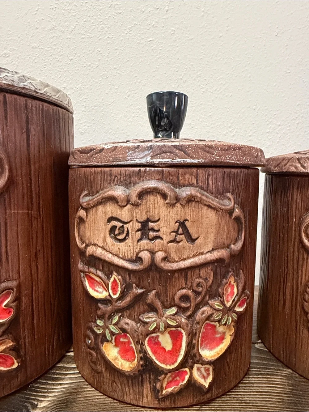 Vintage Treasure Craft USA 4-Piece Canister Set Handmade Boho Farmhouse